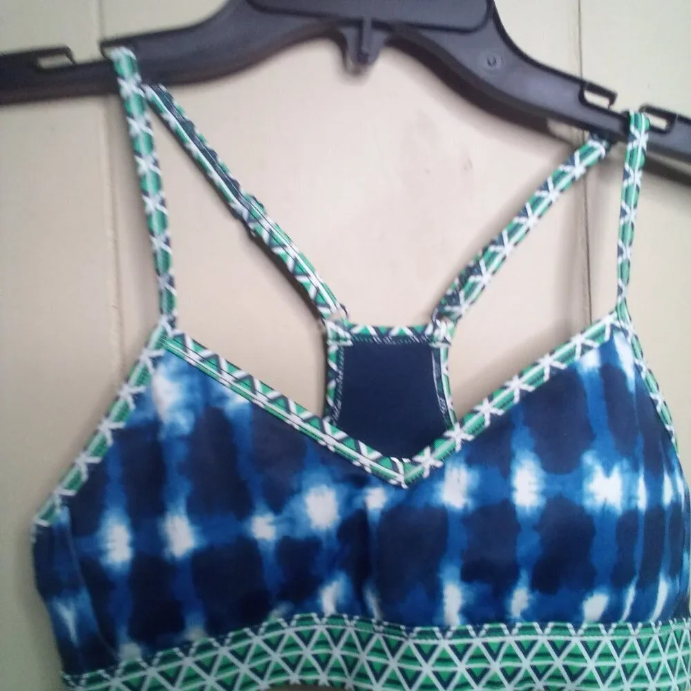 Joy Lab Swim Bikini Top XS Racer Back Blue Green